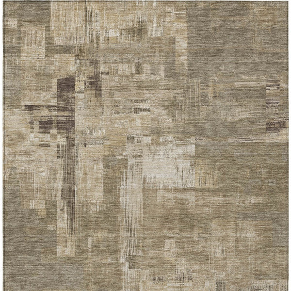 HomeRoots 5' Abstract Brown and Beige Washable Indoor-Outdoor Area Rug for Effortless Style and Durability 10' X 14' 609213