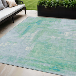 HomeRoots 5' Sky Blue Abstract Washable Indoor Outdoor Area Rug - Stylish, Durable, and Easy to Clean for Any Space 5' X 8' 609221