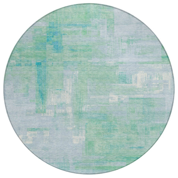 HomeRoots 5' Sky Blue Abstract Washable Indoor Outdoor Area Rug - Stylish, Durable, and Easy to Clean for Any Space 8' Round 609222
