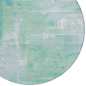 HomeRoots 5' Sky Blue Abstract Washable Indoor Outdoor Area Rug - Stylish, Durable, and Easy to Clean for Any Space 8' Round 609222