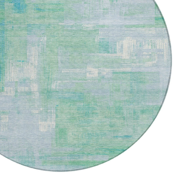 HomeRoots 5' Sky Blue Abstract Washable Indoor Outdoor Area Rug - Stylish, Durable, and Easy to Clean for Any Space 8' Round 609222