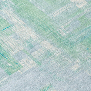 HomeRoots 5' Sky Blue Abstract Washable Indoor Outdoor Area Rug - Stylish, Durable, and Easy to Clean for Any Space 8' Round 609222