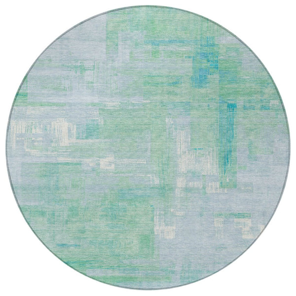HomeRoots 5' Sky Blue Abstract Washable Indoor Outdoor Area Rug - Stylish, Durable, and Easy to Clean for Any Space 8' Round 609222