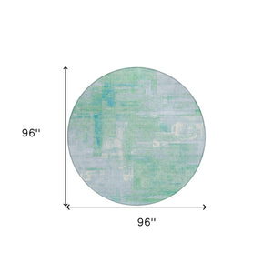 HomeRoots 5' Sky Blue Abstract Washable Indoor Outdoor Area Rug - Stylish, Durable, and Easy to Clean for Any Space 8' Round 609222