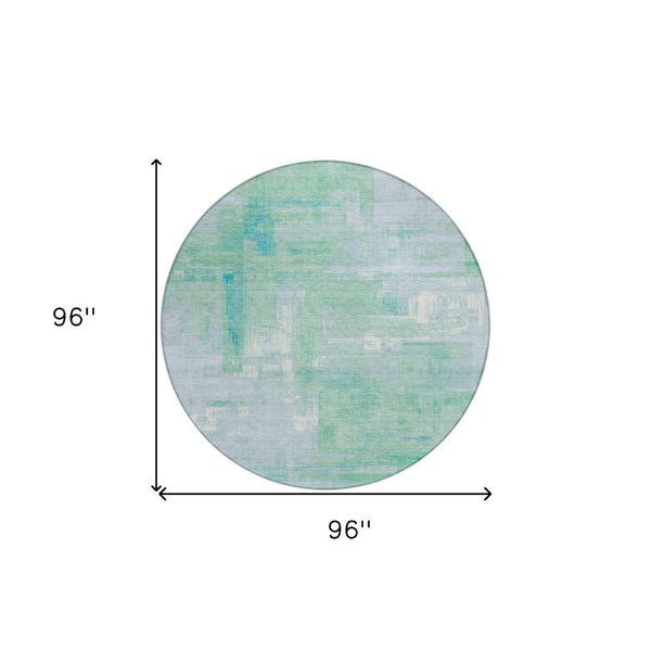 HomeRoots 5' Sky Blue Abstract Washable Indoor Outdoor Area Rug - Stylish, Durable, and Easy to Clean for Any Space 8' Round 609222