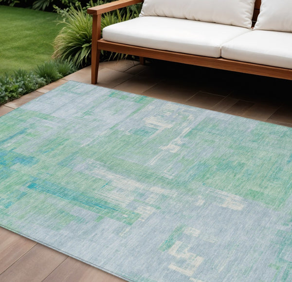 HomeRoots 5' Sky Blue Abstract Washable Indoor Outdoor Area Rug - Stylish, Durable, and Easy to Clean for Any Space 8' X 10' 609223