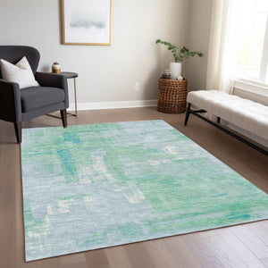 HomeRoots 5' Sky Blue Abstract Washable Indoor Outdoor Area Rug - Stylish, Durable, and Easy to Clean for Any Space 8' X 10' 609223