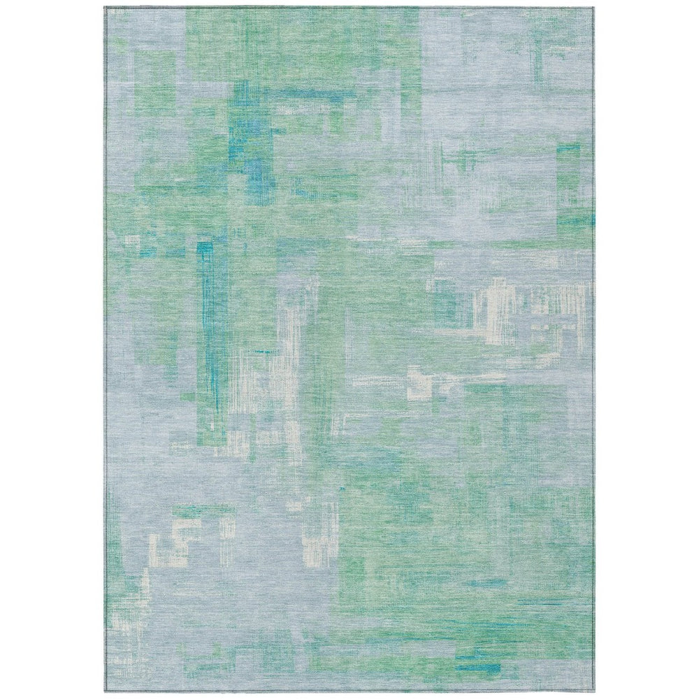 HomeRoots 9' X 12' Sky Blue Abstract Washable Indoor-Outdoor Area Rug - Durable, Stylish & Easy Care for Homes 609224