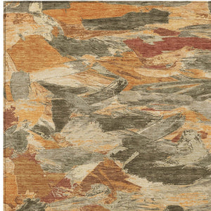 HomeRoots 5' Copper and Orange Abstract Area Rug – Stylish, Washable Design for Indoor and Outdoor Spaces 5' X 8' 609233
