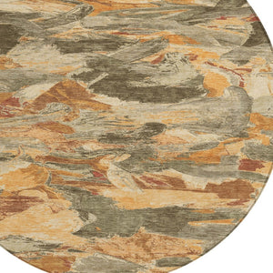 HomeRoots 5' Copper and Orange Abstract Area Rug – Stylish, Washable Design for Indoor and Outdoor Spaces 8' Round 609234