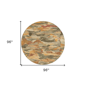 HomeRoots 5' Copper and Orange Abstract Area Rug – Stylish, Washable Design for Indoor and Outdoor Spaces 8' Round 609234