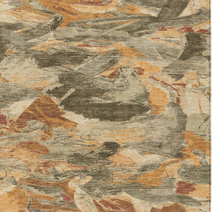 HomeRoots 5' Copper and Orange Abstract Area Rug – Stylish, Washable Design for Indoor and Outdoor Spaces 8' X 10' 609235