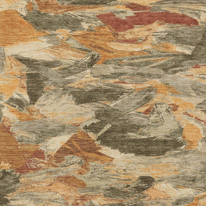 HomeRoots 5' Copper and Orange Abstract Area Rug – Stylish, Washable Design for Indoor and Outdoor Spaces 9' X 12' 609236