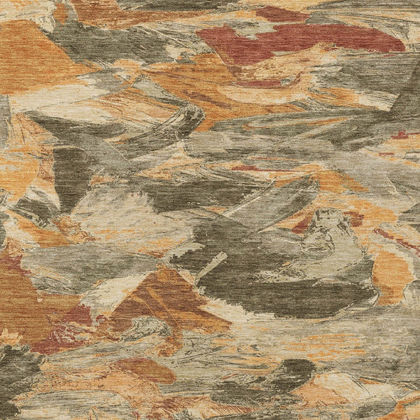 HomeRoots 5' Copper and Orange Abstract Area Rug – Stylish, Washable Design for Indoor and Outdoor Spaces 9' X 12' 609236
