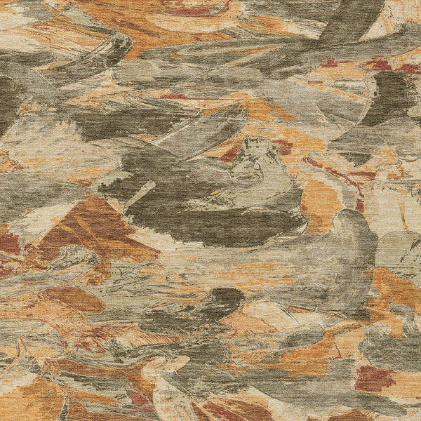 HomeRoots 5' Copper and Orange Abstract Area Rug – Stylish, Washable Design for Indoor and Outdoor Spaces 10' X 14' 609237