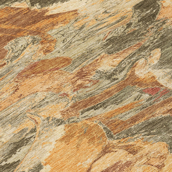 HomeRoots 5' Copper and Orange Abstract Area Rug – Stylish, Washable Design for Indoor and Outdoor Spaces 10' X 14' 609237