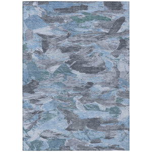HomeRoots 5' Denim Blue Abstract Area Rug – Stylish, Washable & Durable for Indoor/Outdoor Spaces, Perfect for Pets 5' X 8' 609239