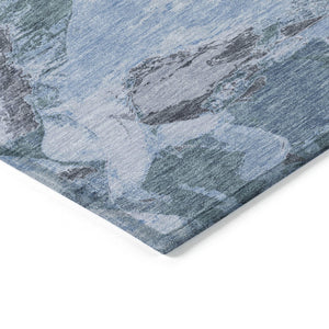 HomeRoots 5' Denim Blue Abstract Area Rug – Stylish, Washable & Durable for Indoor/Outdoor Spaces, Perfect for Pets 5' X 8' 609239