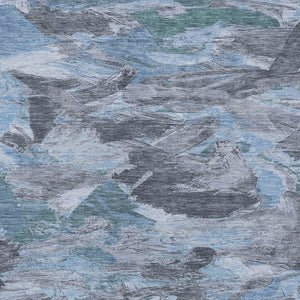 HomeRoots 5' Denim Blue Abstract Area Rug – Stylish, Washable & Durable for Indoor/Outdoor Spaces, Perfect for Pets 5' X 8' 609239