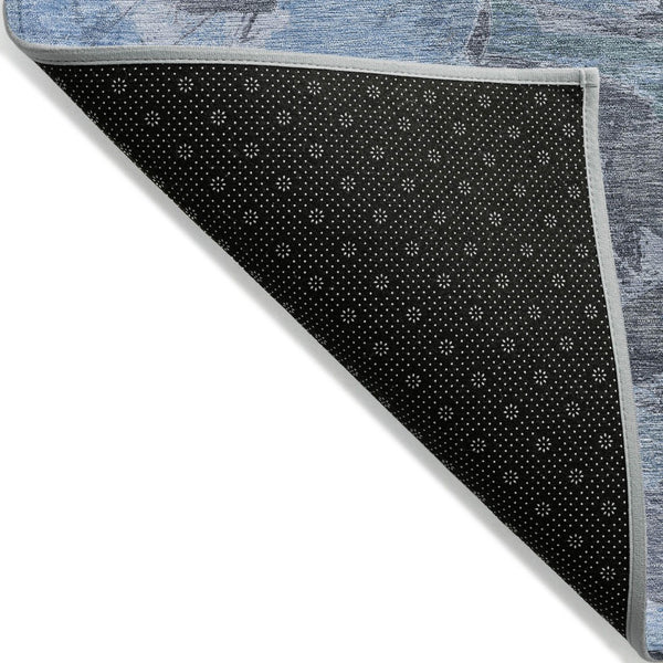 HomeRoots 5' Denim Blue Abstract Area Rug – Stylish, Washable & Durable for Indoor/Outdoor Spaces, Perfect for Pets 8' X 10' 609241