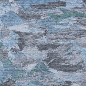 HomeRoots 5' Denim Blue Abstract Area Rug – Stylish, Washable & Durable for Indoor/Outdoor Spaces, Perfect for Pets 8' X 10' 609241