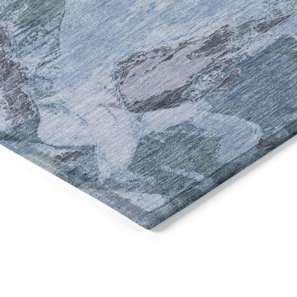 HomeRoots 5' Denim Blue Abstract Area Rug – Stylish, Washable & Durable for Indoor/Outdoor Spaces, Perfect for Pets 9' X 12' 609242