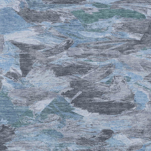 HomeRoots 5' Denim Blue Abstract Area Rug – Stylish, Washable & Durable for Indoor/Outdoor Spaces, Perfect for Pets 10' X 14' 609243