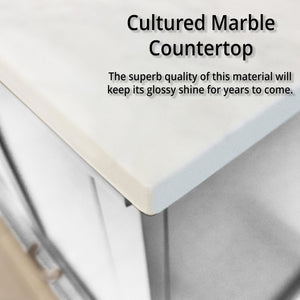 English Elm White 72" Double Bath Vanity with Cultured Marble Top, Solid Wood Frame, Soft-Close Drawers, Storage B2731P258392