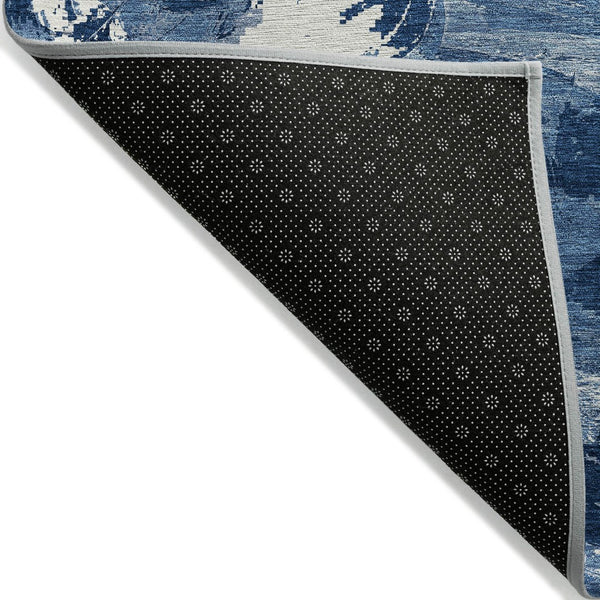 HomeRoots 5' Navy Blue and Blue Abstract Area Rug - Durable, Washable Indoor/Outdoor Design for Modern Spaces 5' X 8' 609257