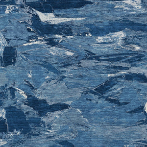 HomeRoots 5' Navy Blue and Blue Abstract Area Rug - Durable, Washable Indoor/Outdoor Design for Modern Spaces 5' X 8' 609257