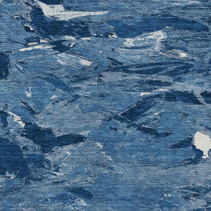 HomeRoots 5' Navy Blue and Blue Abstract Area Rug - Durable, Washable Indoor/Outdoor Design for Modern Spaces 8' X 10' 609259