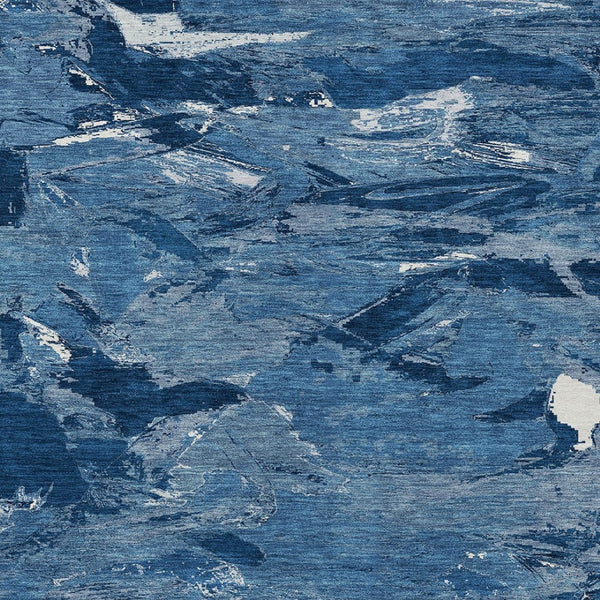 HomeRoots 5' Navy Blue and Blue Abstract Area Rug - Durable, Washable Indoor/Outdoor Design for Modern Spaces 8' X 10' 609259