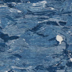 HomeRoots 5' Navy Blue and Blue Abstract Area Rug - Durable, Washable Indoor/Outdoor Design for Modern Spaces 10' X 14' 609261