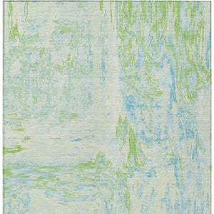 HomeRoots 5' Modern Abstract Mint Green and Blue Area Rug for Indoor Outdoor Use - Durable and Washable Design 5' X 8' 609275