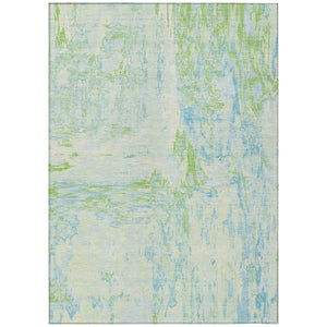 HomeRoots 5' Modern Abstract Mint Green and Blue Area Rug for Indoor Outdoor Use - Durable and Washable Design 5' X 8' 609275