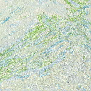 HomeRoots 5' Modern Abstract Mint Green and Blue Area Rug for Indoor Outdoor Use - Durable and Washable Design 8' Round 609276