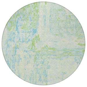 HomeRoots 5' Modern Abstract Mint Green and Blue Area Rug for Indoor Outdoor Use - Durable and Washable Design 8' Round 609276