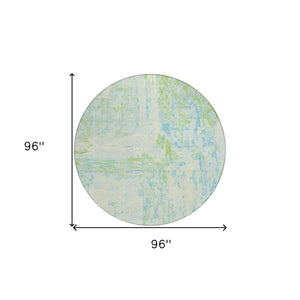 HomeRoots 5' Modern Abstract Mint Green and Blue Area Rug for Indoor Outdoor Use - Durable and Washable Design 8' Round 609276
