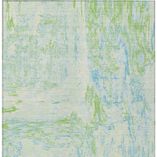 HomeRoots 5' Modern Abstract Mint Green and Blue Area Rug for Indoor Outdoor Use - Durable and Washable Design 8' X 10' 609277