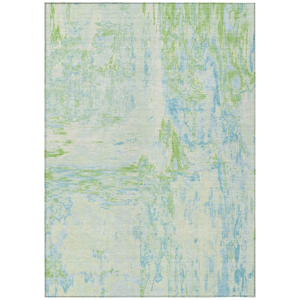HomeRoots 5' Modern Abstract Mint Green and Blue Area Rug for Indoor Outdoor Use - Durable and Washable Design 9' X 12' 609278