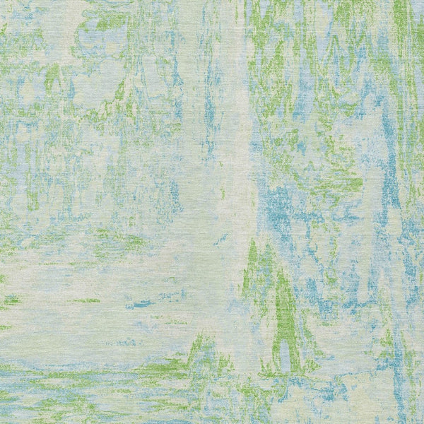 HomeRoots 5' Modern Abstract Mint Green and Blue Area Rug for Indoor Outdoor Use - Durable and Washable Design 9' X 12' 609278