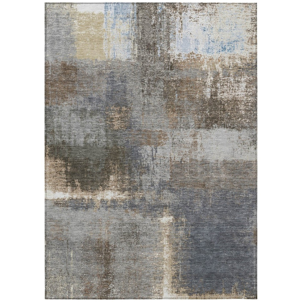 HomeRoots 5' Stylish Khaki and Brown Abstract Area Rug - Washable, Durable for Indoor & Outdoor Spaces 5' X 8' 609293