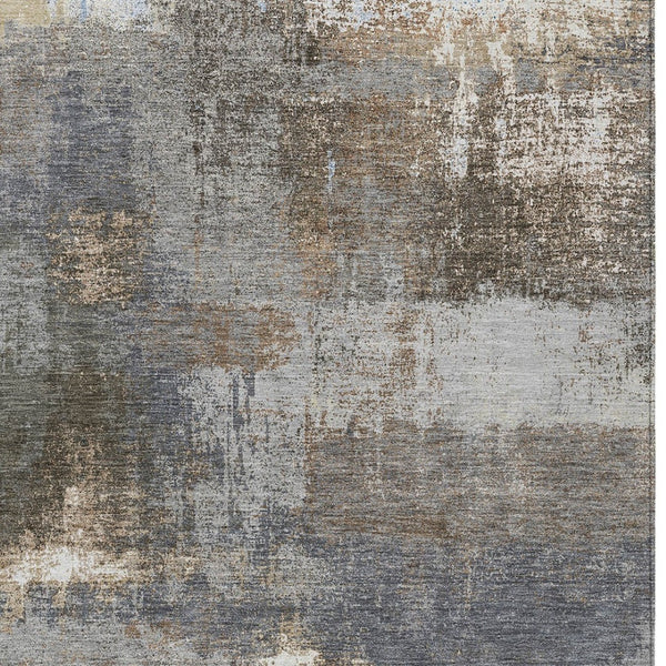 HomeRoots 5' Stylish Khaki and Brown Abstract Area Rug - Washable, Durable for Indoor & Outdoor Spaces 5' X 8' 609293