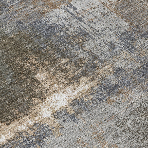 HomeRoots 5' Stylish Khaki and Brown Abstract Area Rug - Washable, Durable for Indoor & Outdoor Spaces 8' Round 609294