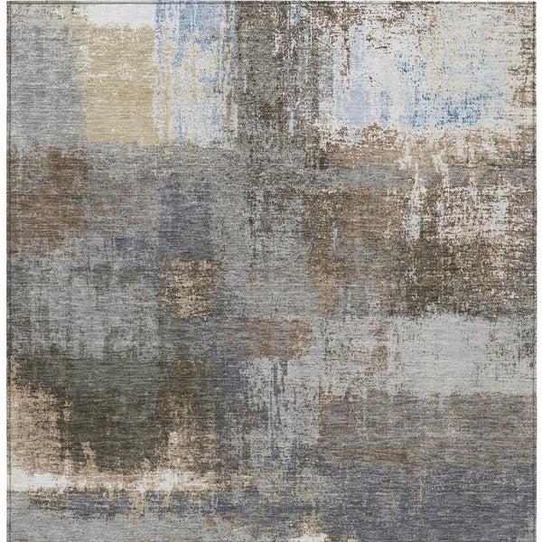 HomeRoots 5' Stylish Khaki and Brown Abstract Area Rug - Washable, Durable for Indoor & Outdoor Spaces 8' X 10' 609295
