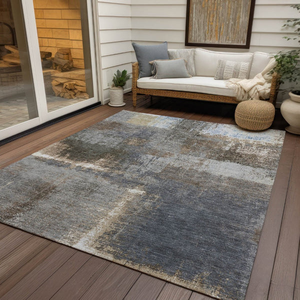 HomeRoots 5' Stylish Khaki and Brown Abstract Area Rug - Washable, Durable for Indoor & Outdoor Spaces 8' X 10' 609295
