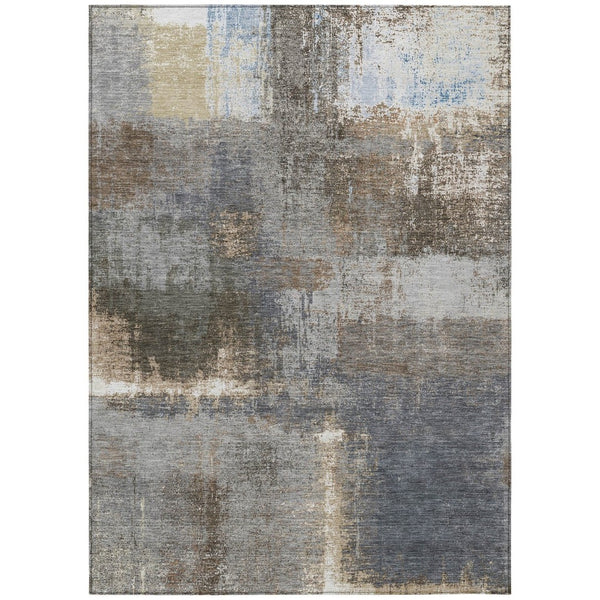 HomeRoots 5' Stylish Khaki and Brown Abstract Area Rug - Washable, Durable for Indoor & Outdoor Spaces 8' X 10' 609295