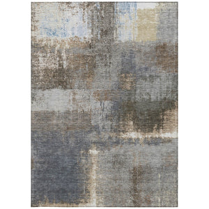 HomeRoots 5' Stylish Khaki and Brown Abstract Area Rug - Washable, Durable for Indoor & Outdoor Spaces 9' X 12' 609296