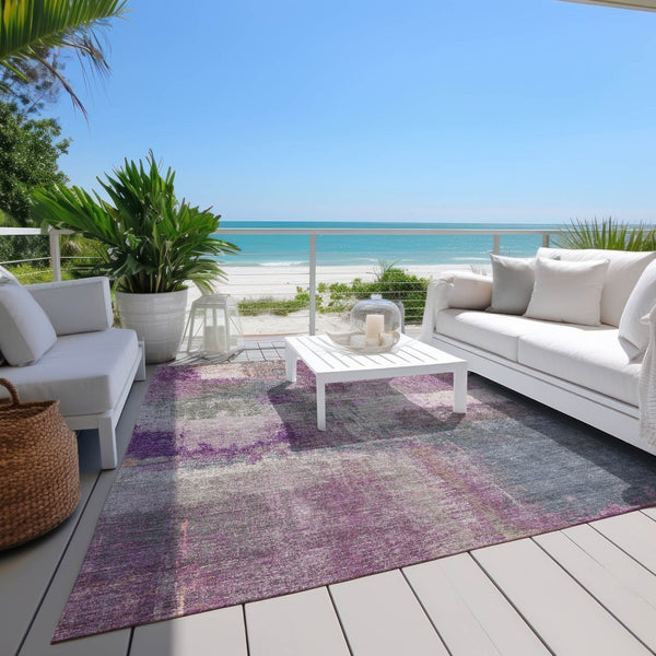 HomeRoots 5' Vibrant Lavender and Purple Abstract Area Rug - Washable Design for Indoor and Outdoor Spaces 5' X 8' 609305