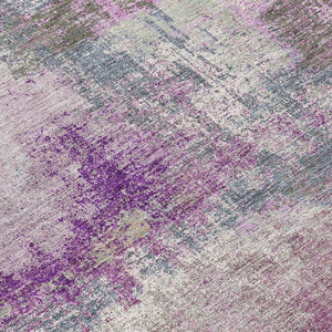 HomeRoots 5' Vibrant Lavender and Purple Abstract Area Rug - Washable Design for Indoor and Outdoor Spaces 8' Round 609306